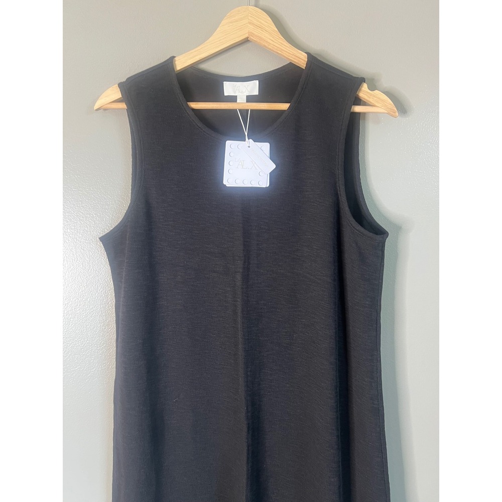 Le' AL.X organic cotton black maxi dress large quite Luxury minimalist chic - Picture 7 of 10